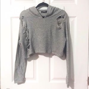 π΄SOLDπ΄ Distressed Crop Hoodie
